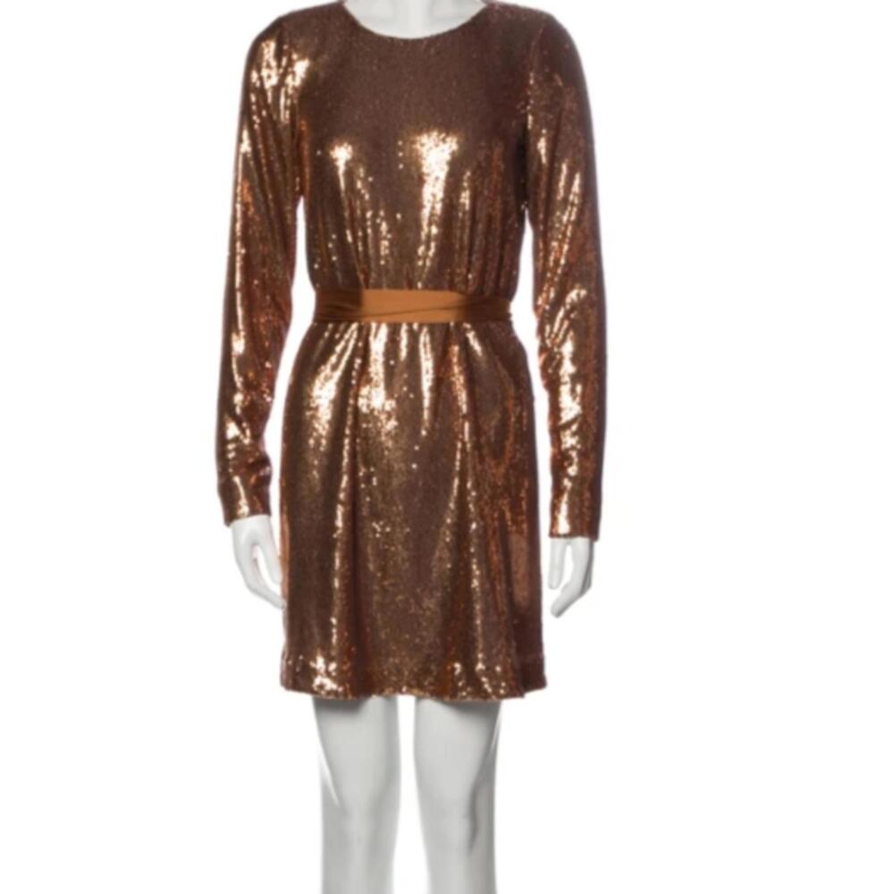 Ramy Brook Bronze Sequin Long Sleeve Dress